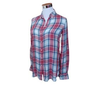 RALPH LAUREN Plaid Button Shirt Blouse Top XS Casual Retro Western Work Layering